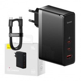 Wall charger Baseus GaN5 Pro 2xUSB-C + USB, 140W (black)