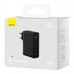 Wall charger Baseus GaN5 Pro 2xUSB-C + USB, 140W (black)