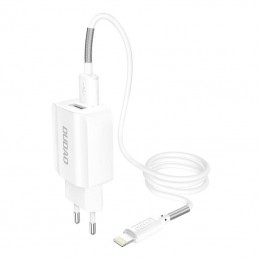 Wall charger Dudao A2EUL 2x USB with Lightning cable (white)