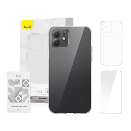 Case Baseus Crystal Series for iPhone 12 (clear) + tempered glass + cleaning kit