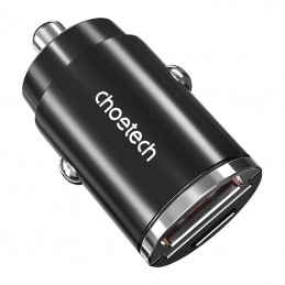 Car Charger Choetech TC0006 1x USB-A, 1x USB-C 30W PD 3.0 (black)