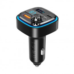 Car charger / FM transmitter XO BCC08 USB x2, USB-C, MP3, Bluetooth 5.0 (black)
