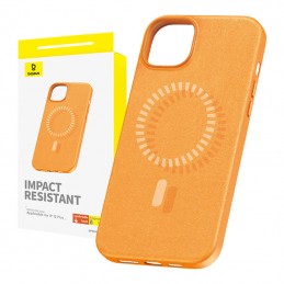 Magnetic Phone Case for iPhone 15 Plus Baseus Fauxther Series (Orange)