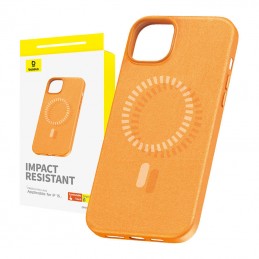 Magnetic Phone Case for iPhone 15 Baseus Fauxther Series (Orange)