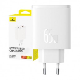 Wall charger Baseus OS-Cube Pro 2xUSB-C + USB, 65W (white)