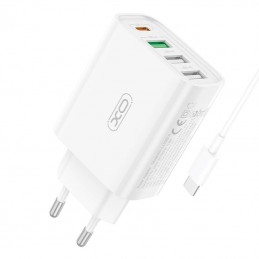 Wall charger XO L120 1xUSB-C,20W ,1x USB-1, 18W with cable USB-C (white)