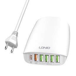 Wall charger LDNIO A6573C EU 5USB, USB-C 65W  + Power cord