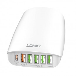 Wall charger LDNIO A6573C EU 5USB, USB-C 65W  + Power cord