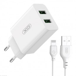 Wall charger XO L119 2x USB-A, Lightning cable, 18W (white)