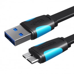 Flat USB 3.0 A to Micro-B cable Vention VAS-A12-B100 1m Black