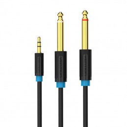 3.5mm TRS Male to 2x 6.35mm Male Audio Cable 1.5m Vention BACBG (black)