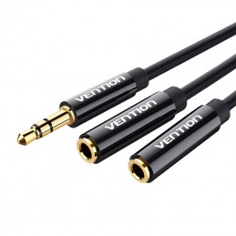 Stereo Splitter 3.5mm Male to 2x 3.5mm Female 0.3m Vention BBSBY Black