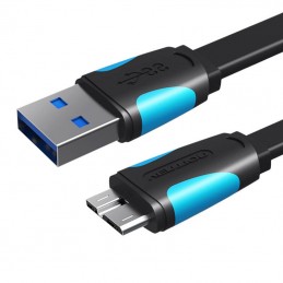 Flat USB 3.0 A male to Micro-B male cable Vention VAS-A12-B150 1.5m Black