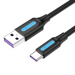 USB 2.0 A to USB-C 5A Cable Vention CORBD 0.5m Black Type PVC