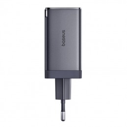 Wall charger Baseus GaN5 2x USB-C + USB, 65W + cable 1m (grey)