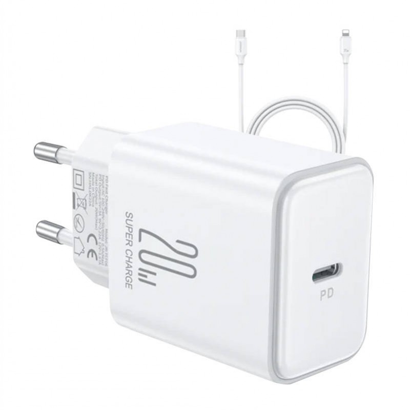 Charger Joyroom JR-TCF06 Flash PD, 20W + Cable 1m (White)