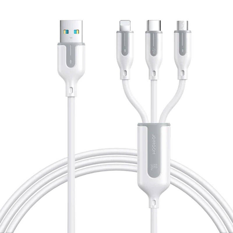 USB cable Joyroom S-1T3066A15, 3 in 1, 66W/Cable 1,2m (white)