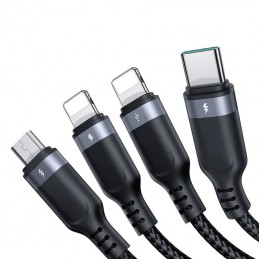 USB  data cable Joyroom  S-1T4018A18 4in1 USB-C / Lightning / 3.5A /1.2m  (black)