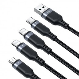 USB  data cable Joyroom  S-1T4018A18 4in1 USB-C / Lightning / 3.5A /1.2m  (black)