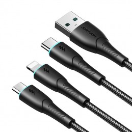 3in1 USB Cable Joyroom Starry Series USB-A to + Lightning + Type-C + Micro, 1.2m (black)