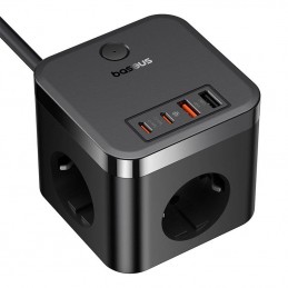 Wall charger Baseus PowerCombo 3AC+2U+2C 30W, 1.5m (black)