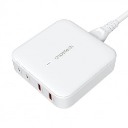 Deskop charger Choetech PD8008,  2x USB-C, 2x USB-A, GaN, 100W (white)