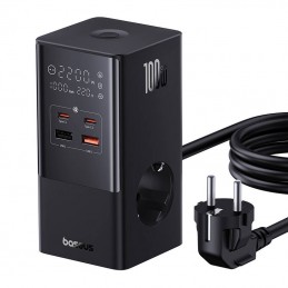 Wall charger / powerstrip Baseus PowerCombo 100W (black)