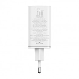 Baseus GAN6 Pro Fast Charger, 2xUSB-C + 2xUSB, 65W (white)