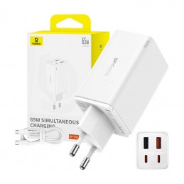 Baseus GAN6 Pro Fast Charger, 2xUSB-C + 2xUSB, 65W (white)