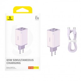 Baseus GAN6 Pro Fast Charger, 2xUSB-C + 2xUSB, 65W (purple)