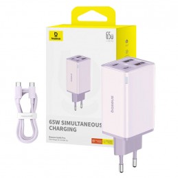 Baseus GAN6 Pro Fast Charger, 2xUSB-C + 2xUSB, 65W (purple)