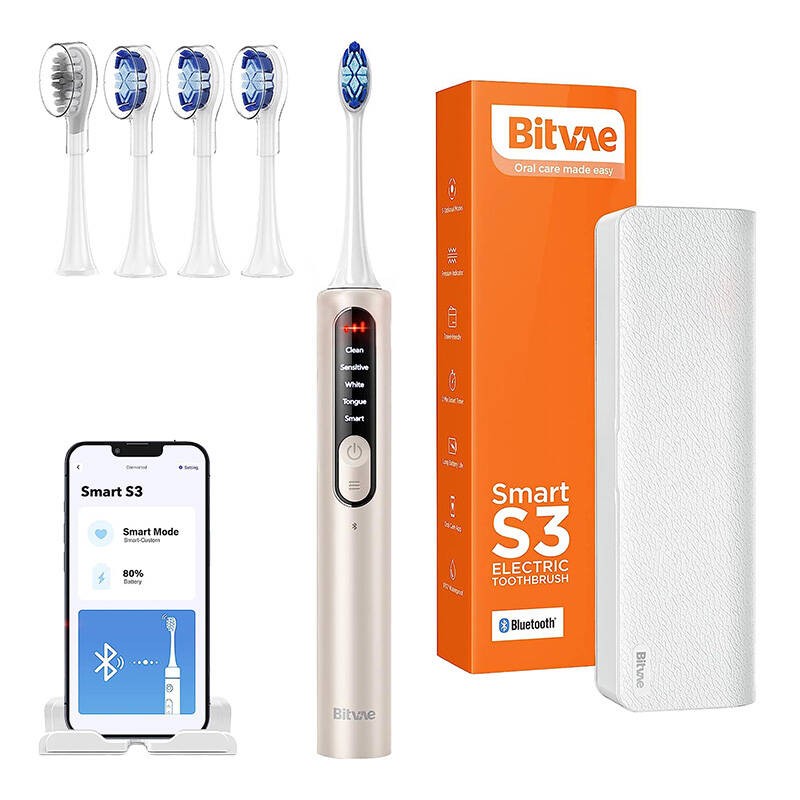 Sonic toothbrush with app, tips set and travel etui S3 (champagne gold)