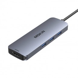 MOKiN Adapter Hub 8in1 USB-C to 2x 4K 60Hz HDMI + USB-C + USB 3.0 + SD + Micro SD (silver)