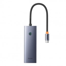 Hub Baseus UltraJoy Series Lite 4-Port (Type-C to USB 3.0*3+RJ45*1+USB-C 5V) (gray)
