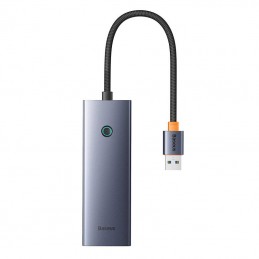 Hub Baseus UltraJoy Series Lite 4-Port (USB to USB 3.0*3+RJ45*1+USB-C 5V) (gray)
