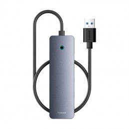 Hub 4in1 Baseus UltraJoy Lite 50cm USB-A to 4x USB 3.0 + USB-C 5V (grey)
