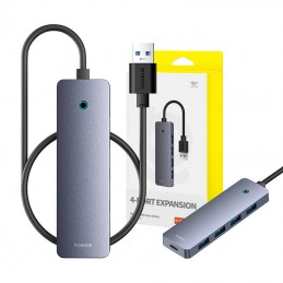 Hub 4in1 Baseus UltraJoy Lite 50cm USB-A to 4x USB 3.0 + USB-C 5V (grey)