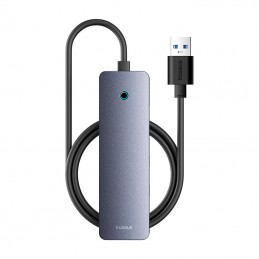 Hub 4in1 Baseus UltraJoy Lite 100cm USB-A to 4x USB 3.0 + USB-C 5V (grey)