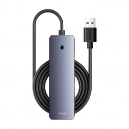 Hub 4in1 Baseus UltraJoy Lite 200cm USB-A to 4x USB 3.0 + USB-C 5V (grey)
