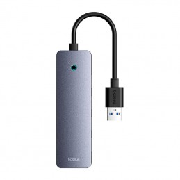 Hub 4in1 Baseus UltraJoy Lite 15cm USB-A to 4x USB 3.0 + USB-C 5V (grey)