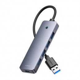 Hub 4in1 Baseus UltraJoy Lite 15cm USB-A to 4x USB 3.0 + USB-C 5V (grey)