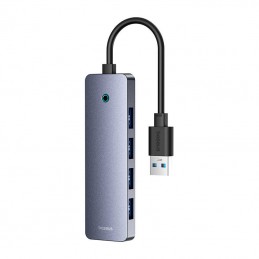 Hub 4in1 Baseus UltraJoy Lite 15cm USB-A to 4x USB 3.0 + USB-C 5V (grey)
