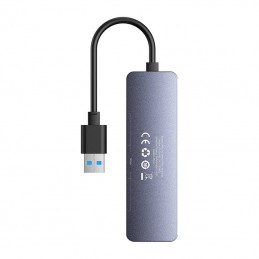 Hub 4in1 Baseus UltraJoy Lite 15cm USB-A to 4x USB 3.0 + USB-C 5V (grey)