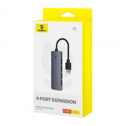 Hub 4in1 Baseus UltraJoy Lite 15cm USB-A to 4x USB 3.0 + USB-C 5V (grey)
