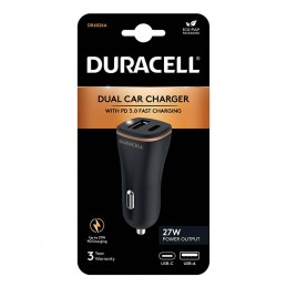 Nabíječka do auta USB, USB-C 27W Duracell (černá)