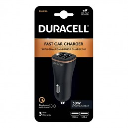 Nabíječka do auta 2xUSB 30W Duracell (černá)