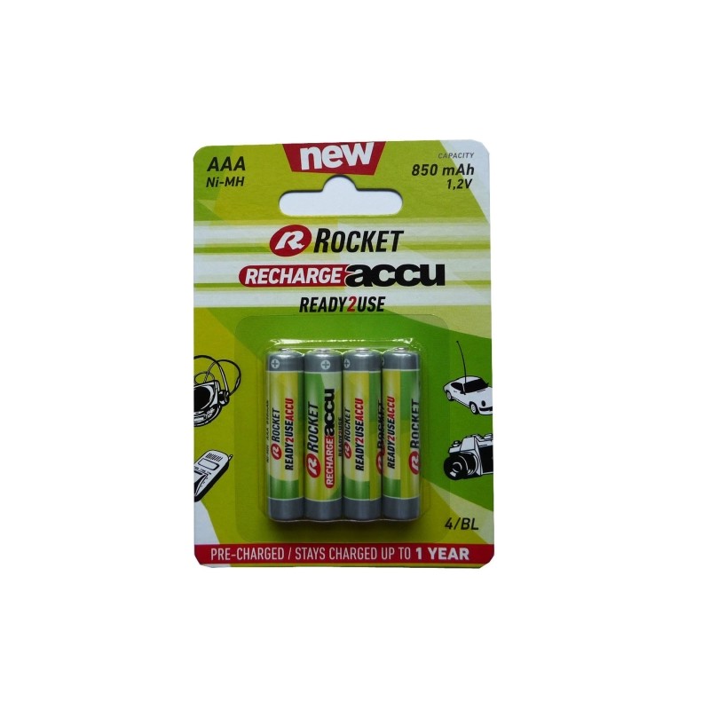 Rocket Precharged HR03 850MAH ALWAYS READY Blister Pack 4pcs.