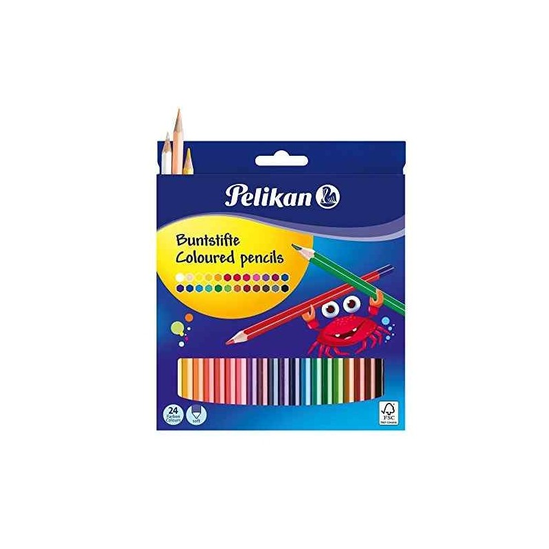 pelikan Colored pencils triangular 3mm lead assorted colors, 24 pieces cardboard case