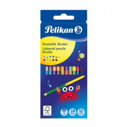 pelikan Colored pencils Bicolor round assorted colors, 12 pieces cardboard case