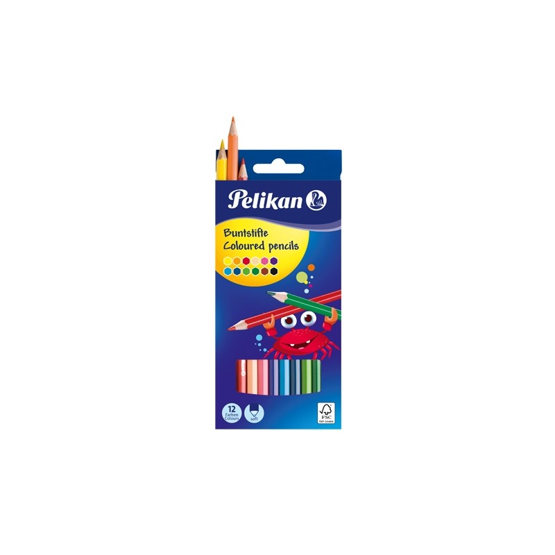 pelikan Colored pencils hexagonal 3mm lead assorted colors, 12 pieces cardboard case